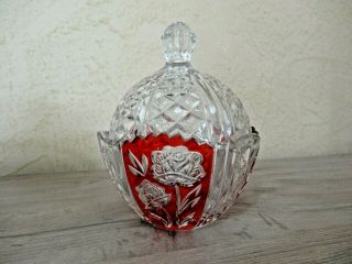 Vase 24 Lead Crystal Anna Hutte Bleikristall Germany Ruby Red Candy Dish