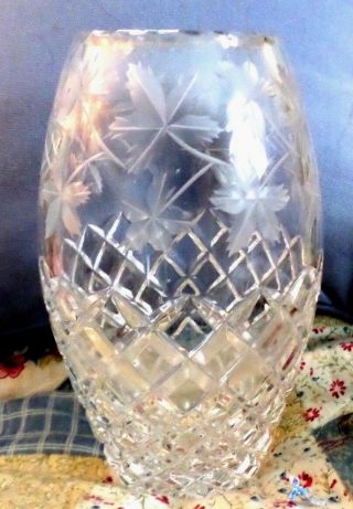 Vintage Violetta? Crystal Diamond Cut Vase Leaves - Nm