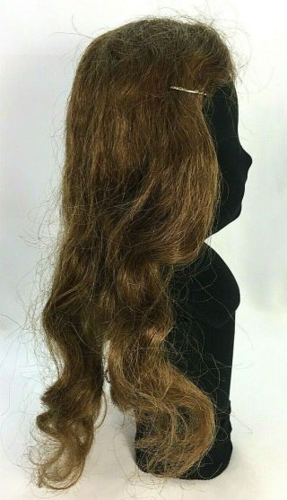 Antique Human Hair Doll Wig Brown With Long Curls