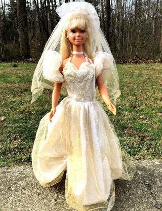 Vintage 1994 My Size Barbie Bride 12052 Mattel 3 Feet Tall With Gown & Veil