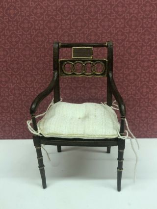 Dollhouse Miniature 1:12 Scale Bespaq Hand Caned Chair With White Seat