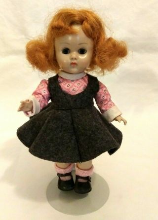 Vintage Vogue Ginny Doll About 7 1/2 Inches Tall Pretty Felt Dress Pink Blouse