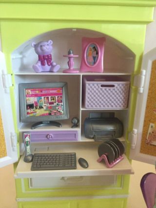 2007 Barbie My House Desk Armoire Office Set and Complete 2
