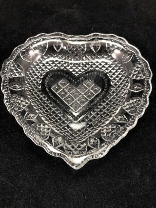 Vintage Clear Glass Heart Shaped Candy Nut Dish