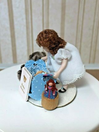 Dollhouse Miniature Vintage Artisan Porcelain Girl Doll w/Toys 1:12 3