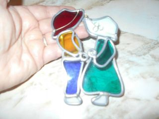 Tiffany & Co.  Stained Glass Suncatcher Girl & Boy Holding Hands