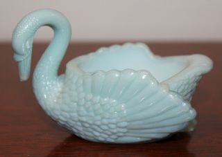 Vintage Boyd " Misty Vale " Blue Glass Swan Salt/toothpick Holder