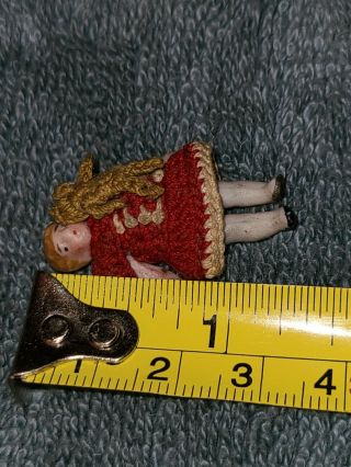 Antique German Carl Horn Tiny Doll with Crocheted Teddy Bear 3