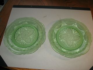 Scarce Royal Lace Green Depression Glass Dinner Plates 9 7/8 "