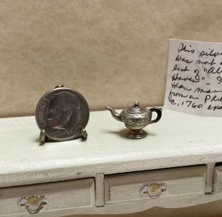 Vintage Igma Emily Good Sterling Silver Tea Pot & Note Dollhouse Miniature 1:12