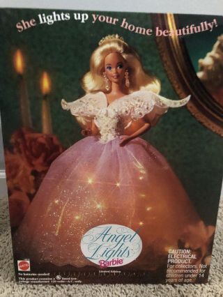 Vintage 1993 Angel Lights Barbie Doll Christmas Tree Topper Limited Mattel