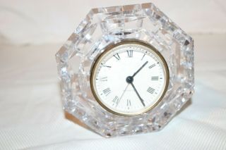 Waterford Crystal Octagon Desk Or Vanity Clock 5 1/4”