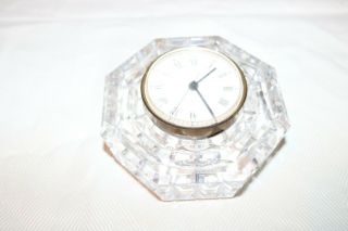 WATERFORD Crystal Octagon Desk or Vanity Clock 5 1/4” 2
