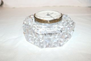 WATERFORD Crystal Octagon Desk or Vanity Clock 5 1/4” 3