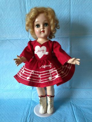 Vintage Ideal P - 91 Mary Hartline Doll V - Neck Red Dress