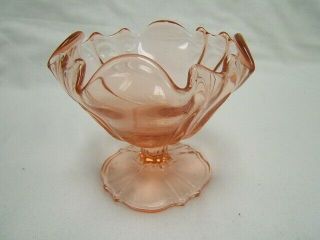 Vintage Pink Depression Glass Pedestal Compote Candy Dish 4 " Tall Vgc
