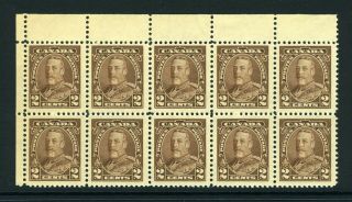 Canada Scott 218 - Nh - Ul Cblk Of 10 - 2¢ Brown King George V Pictorial (. 008)