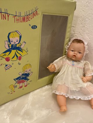 Vintage Ideal Tiny Thumbelina Doll OTT - 14 Face Color W/Case &Xtra Gown 2