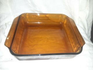 Anchor Hocking Square Baking Dish/amber Glass 435 1.  5 Qt Ovenware Usa
