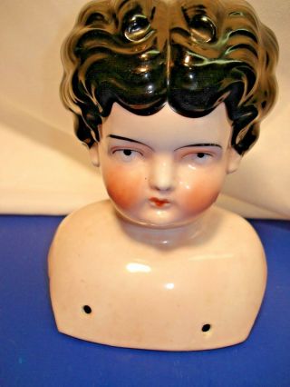 5 1/2 Inches High - Antique Pink Luster China Doll Head -