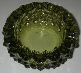 Fenton Art Glass Hobnail Colonial Green Ashtray Candleholder Trinket Coaster
