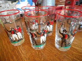 6 Vintage Bar Ware Libbey Mr.  Pickwick Dickens Highball Cocktail Glasses