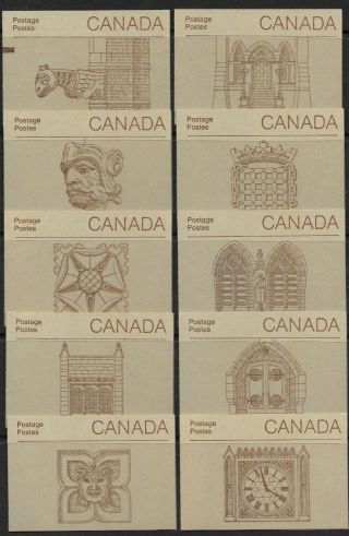 Canada 1985 Parliament Buiding Set Of 10 Booklets With Different Covers,  Um.
