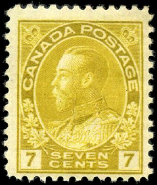 Canada 113 F Og H 1916 King George V 7c Yellow Ochre Admiral Cv$30.  00