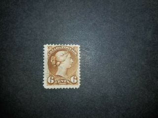 Canada Stamps,  Scott 39,  6 Cent,  Yellow/brown,  Small Queen,