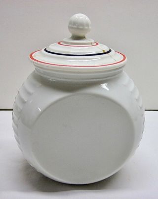 Vintage Fire King Anchor Hocking White Milk Glass Red Tulips Grease Jar w/Lid 3