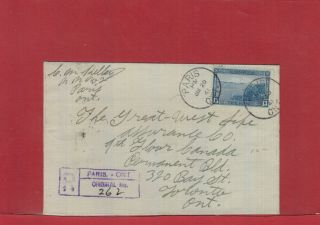 Paris,  Ont 1941 Registered 13 Cent Halifax Harbour Single Use Canada Cover