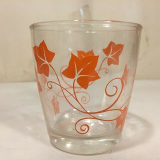 Vtg Mcm Hazel Atlas Glass Sour Cream Jelly Jar 1/2 Pint Orange Ivy Pattern
