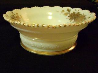 Antique Heisey Custard Glass Large Master Bowl " Ring Band " Rose (circa1897)