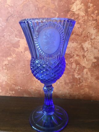 Vintage Avon By Fostoria Glass 8 " Cobalt Blue Martha Washington Goblet America