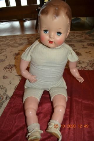 Vintage Large Baby Doll - Hard Plastic Head - Rubber Arms & Legs - Soft Body - Cries