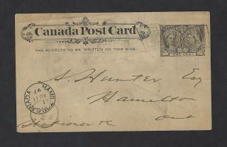 Canada 1897 1c Jubilee Drop Pre - Printed Pc Hamilton Involute Flag Die B Cancel