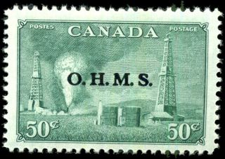 Canada O11 F - Vf Og Nh 1949 Oil Wells 50c Dull Green Ohms Overprint