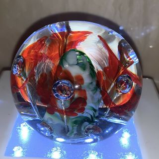 Roy Al Art Glass Paperweight.  Controlled Bubble.  3 "