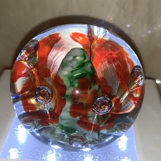 ROY AL ART GLASS PAPERWEIGHT.  CONTROLLED BUBBLE.  3 