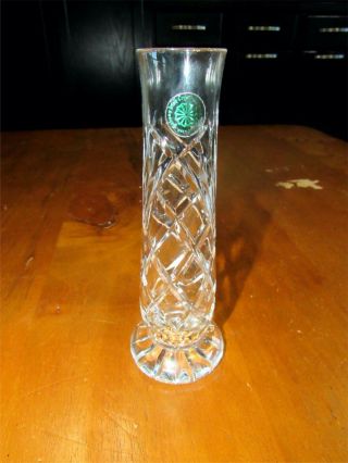 Galway Ashford 7 " Crystal Bud Vase With Cut Footed Base | Label