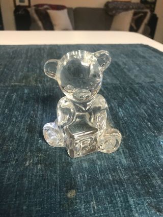 3 1/8 " Waterford Cut Crystal Teddy Bear Alphabet Ab Block Figurine