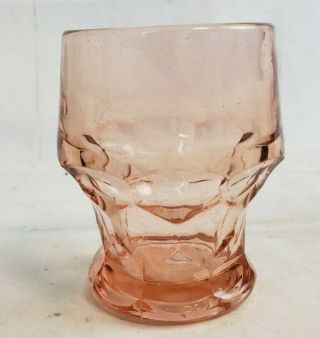 4 " Pink Depression Glass Tumbler Drink Whiskey Bar Old Fashioned Pt3