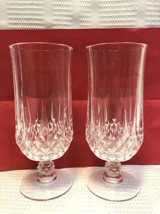 2 - Cristal D’arques”longchamp” Cut Glass/crystal - Short Stemmed Wine Glass/goblets