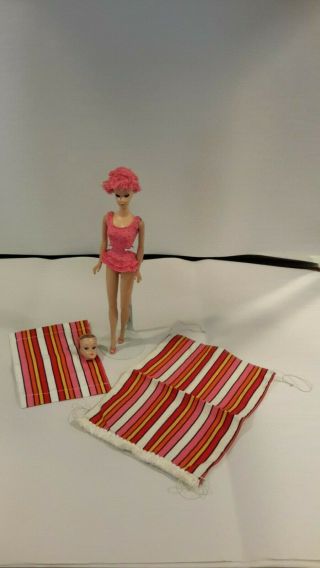 1964 Miss Barbie In Outfit,  Extra Head.  Plus