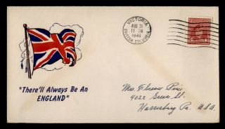 Dr Who 1945 Canada Victoria Bc Wwii Patriotic Cachet To Usa F63756