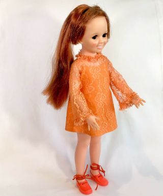 Vintage 1968/69 Ideal Crissy Doll Orange Dress Shoes 18.  5” Growing Hair
