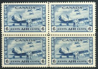1942/43 Canada Mnh Og Airmail Block Of 4 Scott C7,  Teriffic Centering