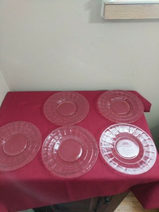 5 Vintage Pink Depression Glass Dessert Plates 6 1/4 "