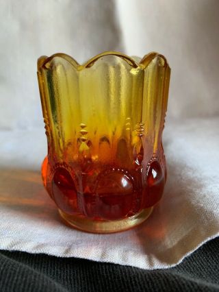 Degenhart Glass Beaded Oval Toothpick Holder Amberina