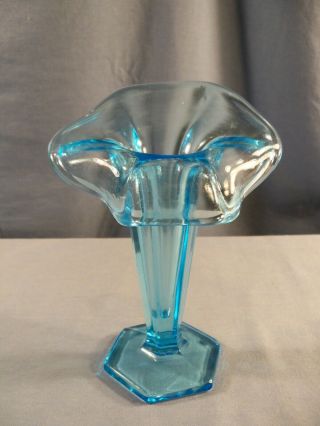 Westmoreland Blue Glass Colonial Pattern Jack In The Pulpit Tulip Vase Inv2
